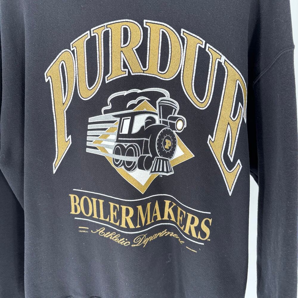 Vintage 90s Purdue Boilermakers Black Crewneck Sweatshirt 2XL Lee Sport USA Made